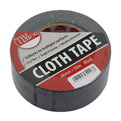TIMco Cloth Tape - Black - 50m x 48mm - 1 EA - Roll