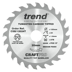 Trend CSB/12024T Craft saw blade 120mm x 24 teeth x 20mm thin